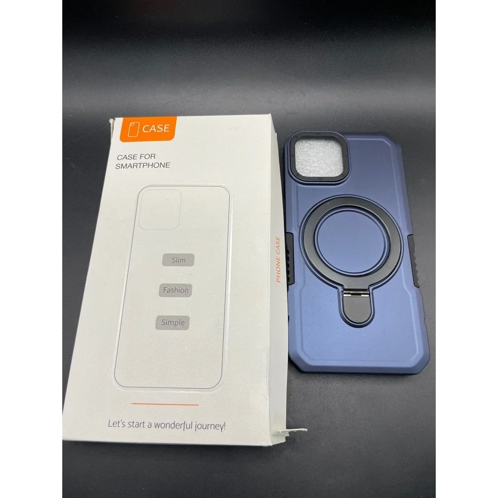 WYUIC iPhone 15 Case Magnetic Kickstand Shockproof Matte Blue ZDZH-iPhone 15